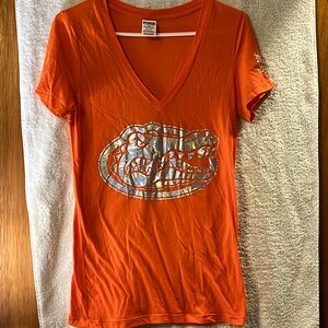 PINK Victorias Secret University Florida UF Gator orange vneck tshirt M